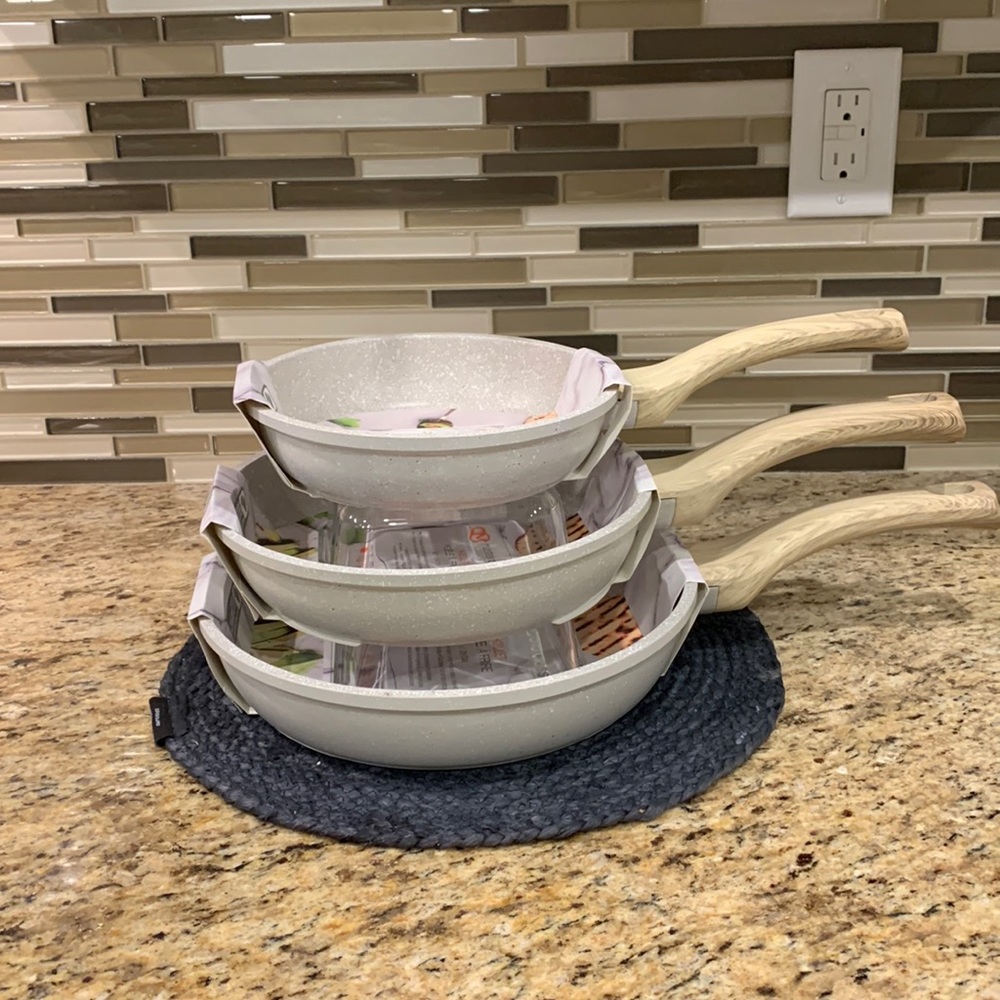 Masterclass skillet 3 pc set speckled beige